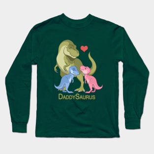 DaddySaurus T-Rex Father & Twin Boy Girl Dinosaurs Long Sleeve T-Shirt